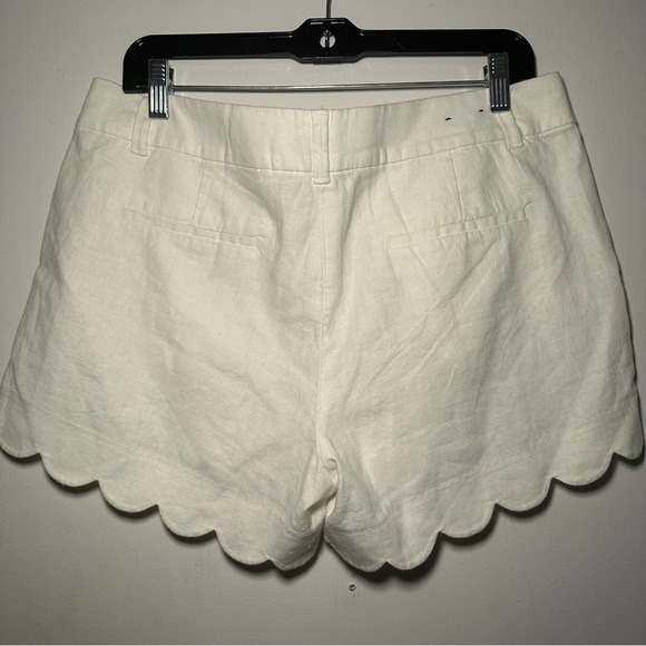 J by J.Crew White Linen Scalloped Women Shorts Size 10 - Picture 11 of 16